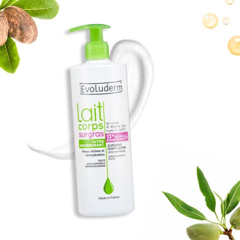 Evoluderm – Lait Corps Surgras Ultra-Nourrissant 500ml (13% Glycérine + Beurre de Karité)