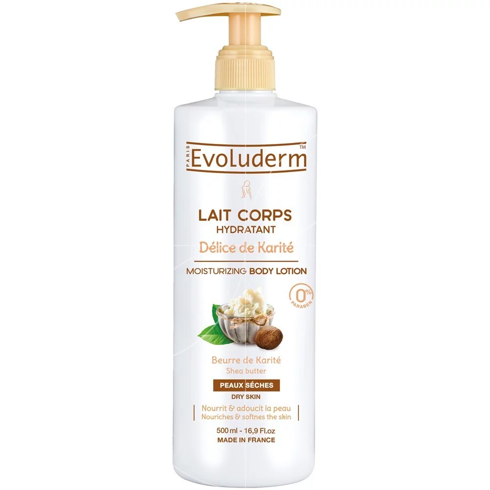 Evoluderm – Lait Corps Hydratant 500ml « Délice de Karité » (Peaux Sèches)