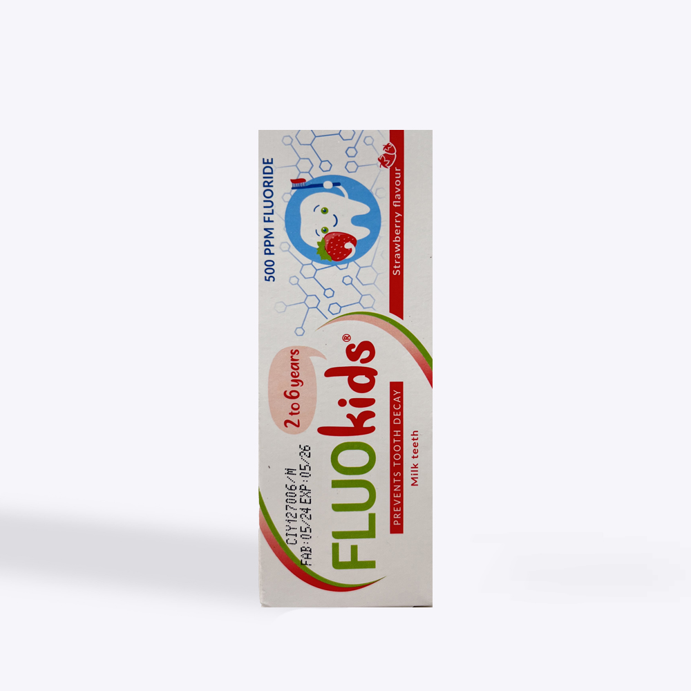 Fluokids® – Dentifrice Enfant Spécial Dents de Lait (2 à 6 ans – 500 ppm Fluoride – Goût Fraise)
